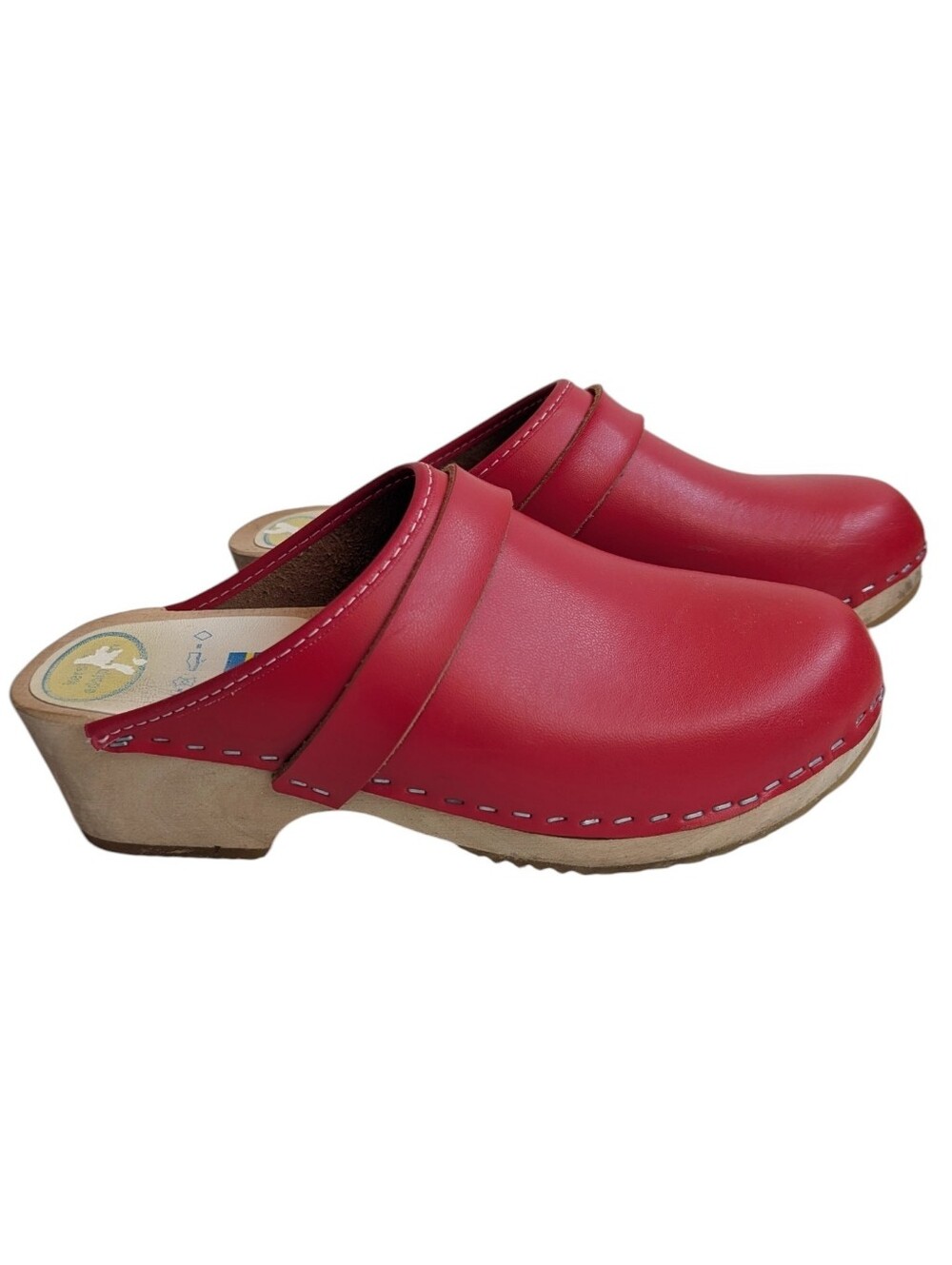 Vintage Red Leather Clog Mules